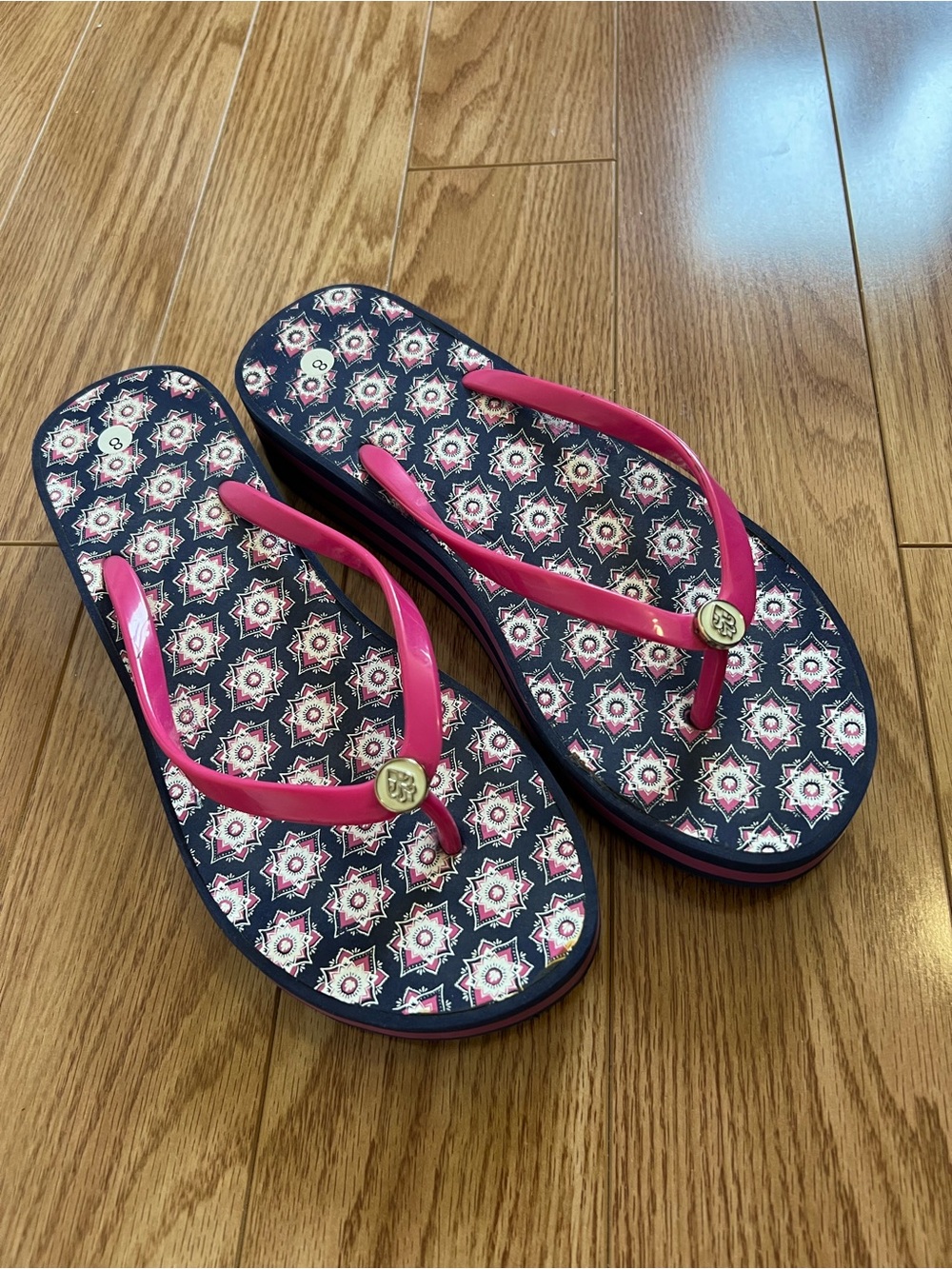 Hatley Pink Strap Patterned Flip-Flop Sandals